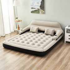 Sofá cama colchón de aire tamaño king para camping, sofá inflable portátil con suave