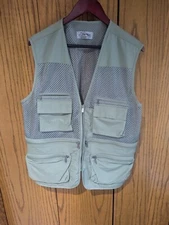 Vintage Greyhound Collection Safari Vest Mens Size L Hunting Fishing Olive Green