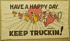 Have a Happy Day Keep on Truckin' Rug Printed 1970s Throw Rug Stanley White?