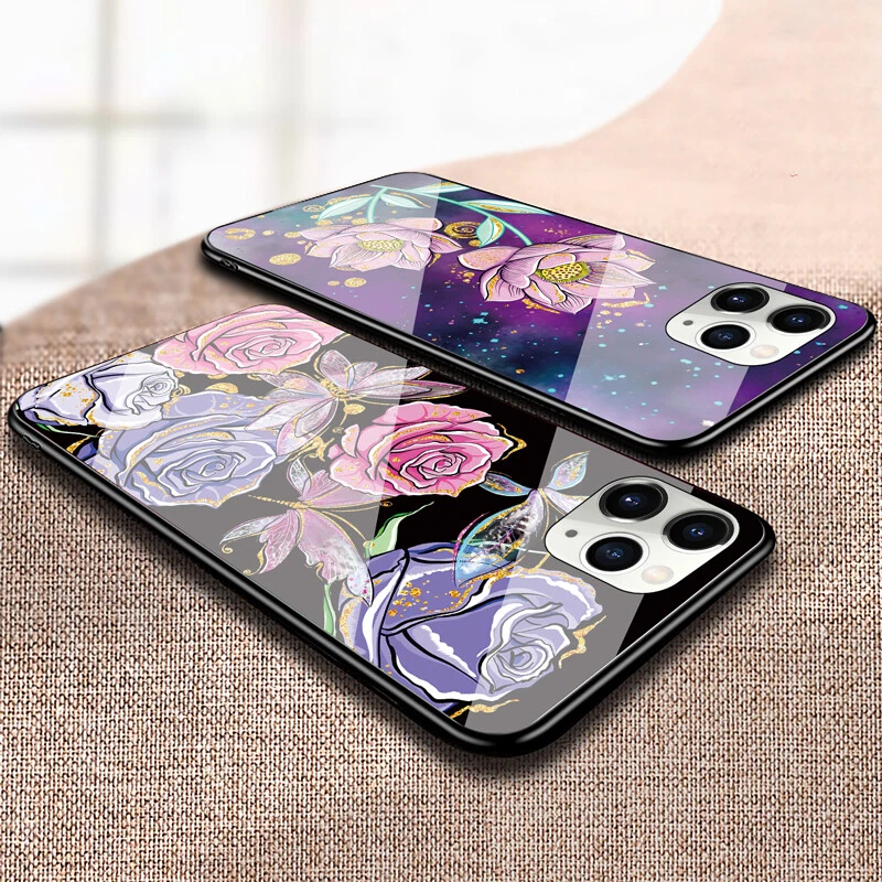 For Huawei Tempered Glass Hot Luxury Flower Phone Case Cover Fashion Women Girls - Image 4 of 4