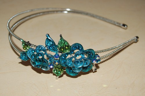 Haarreifen Haarschmuck Brautschmuck Tiara silber mit Strass und Perlen - Picture 9 of 12