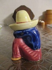 VINTAGE SALT SHAKER-MEXICAN SLEEPING/SIESTA IN SOMBRERO-4 1/4"