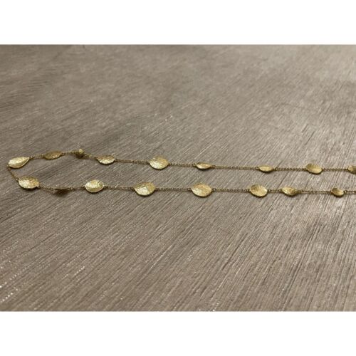 Melinda Maria Station Necklace Hammered Disc Gold Tone Chain 41.5” - Picture 1 of 3