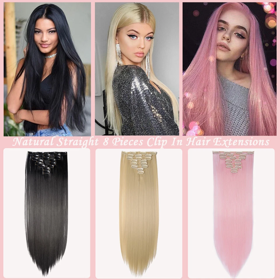 CLEARANCE 8 PEZZI Clip In 100% Extension Capelli Veri Testa Piena come Capelli Umani US - Immagine 4 di 4