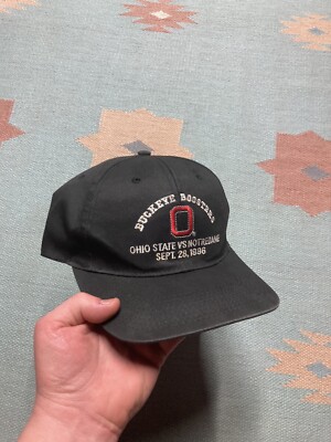 Vintage 90s SnapBack hat cap ohio buckeyes vs Notre dame rose bowl 1996 black