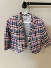 Janie And Jack Plaid Linen-Cotton Blazer, Size 2Excellent Condition.