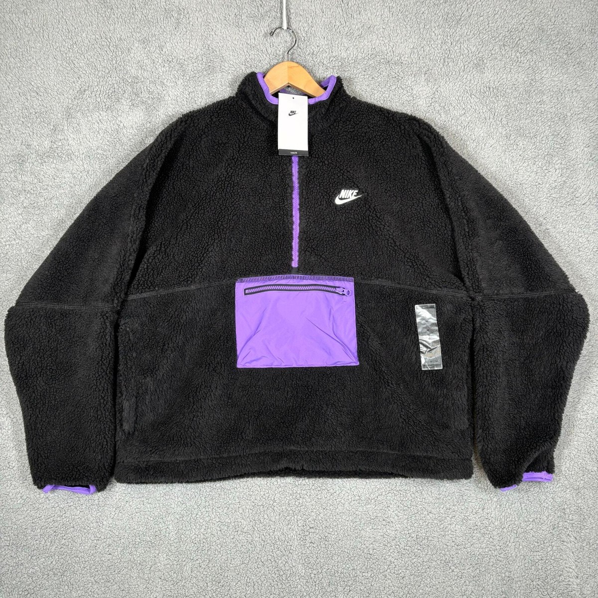 Half Zip Nike Fluffy Jacket Mens White Polyester Men Half Sleeves