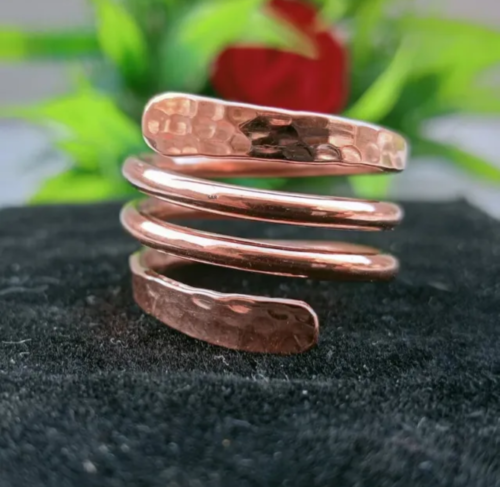 Atemberaubender handgefertigter einfarbiger schwerer verstellbarer Ring aus reinem Kupfer Geschenk für sie alle Größen - Bild 1 von 4