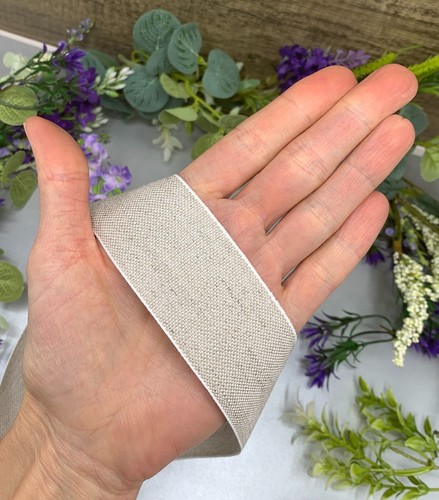 Linen Ribbon Natural Rustic Wedding Tape Unbleached Book Bind Woven Edge 5 Sizes - Picture 9 of 9