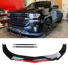 For Chevrolet Silverado 1500 Front Bumper Lip Spoiler Splitter Body +Strut Rods