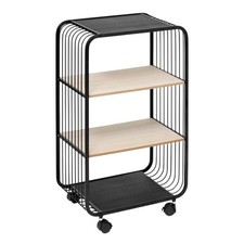 Étagère à Roulettes 3 Niveaux "Bert" 74cm Noir