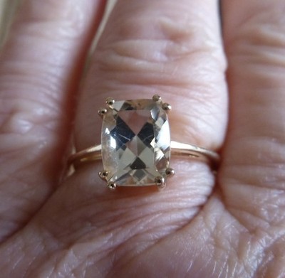 1.97ct Serenite (Cushion-shaped) 9k Yellow Gold Ring . New. Size N-O.  Gemporia.
