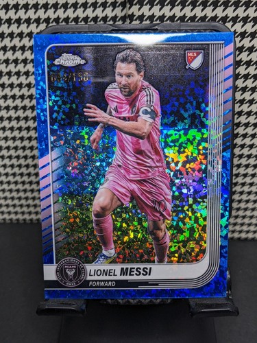 Lionel Messi / 150 Inter Miami 2025 Topps Chrome Blue Sparkle Refractor 084/150