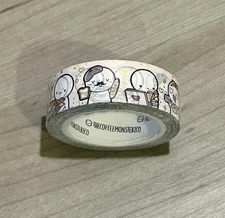 New TCMC Cafe Emoti w/ Gold Foil Washi Tape Roll 15 mm TheCoffeeMonsterzCo