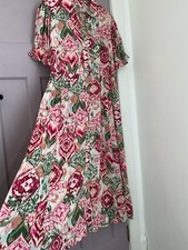 Monsoon Dress Size L 18 Midi A Line Multi Party Cocktail Summer Viscose