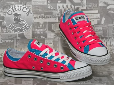 EU Größe 37 Converse Chuck Taylor All Star Ox Double Upper Neon Pink NEU