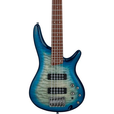 Ibanez SR405EQM Quilted Maple 5String Bass Guitar Stained Cosmic Blue Starburst