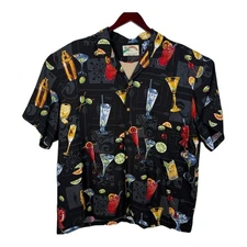 VTG Paradise Found Shirt Men’s 4XL Hawaiian Button Martini Cocktail Drinks Rayon
