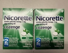 2 Nicorette Nicotine Lozenges, Stop Smoking Aids, 2 mg, Mint, 72x2=144 Count
