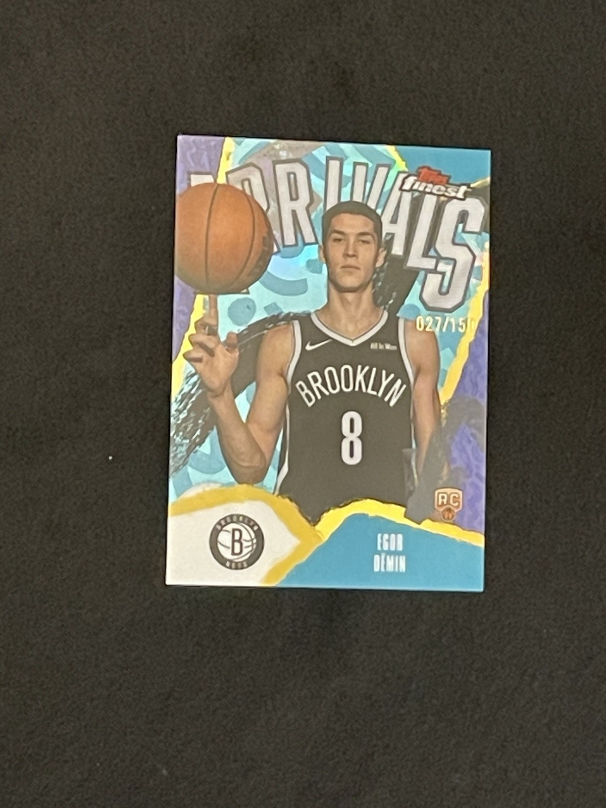 2025-26 TOPPS FINEST EGOR DEMIN RC "ARRIVALS" SKY BLUE /150 #A-8 BROOKLYN NETS