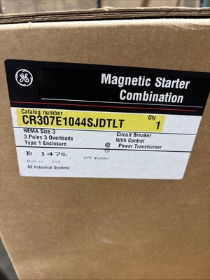 CR307E1044SJDTLT General Electric Combination Starter Nema Size 3 Type 1    
