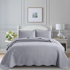 Cal King Bedspread 3Piece Oversized  Quilt Embossed Quilted Comforter Coverlet
