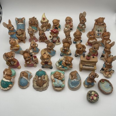 Huge Lot of 37 Pendelfin Hand Painted Stonecraft Bunny Figurines No Boxes