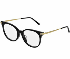 New CARTIER CT0031OA 001 52mm Black Gold Panthere Eyeglasses France Unisex
