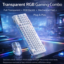 RGB Wired Gaming Keyboard and Mouse Combo, White Transparent Set for PC Gamers