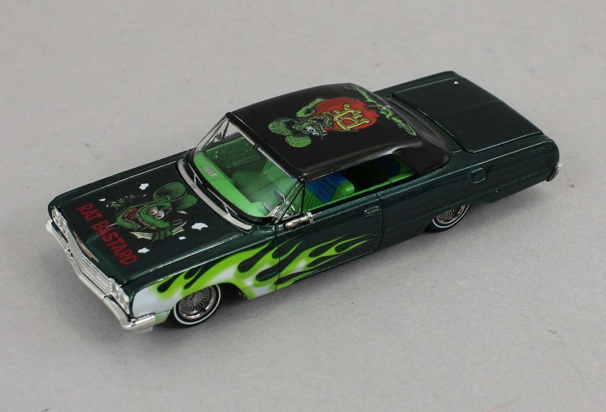 1:64 *FINE WORKS 64* RAT FINK Green w/Flames Chevrolet IMPALA