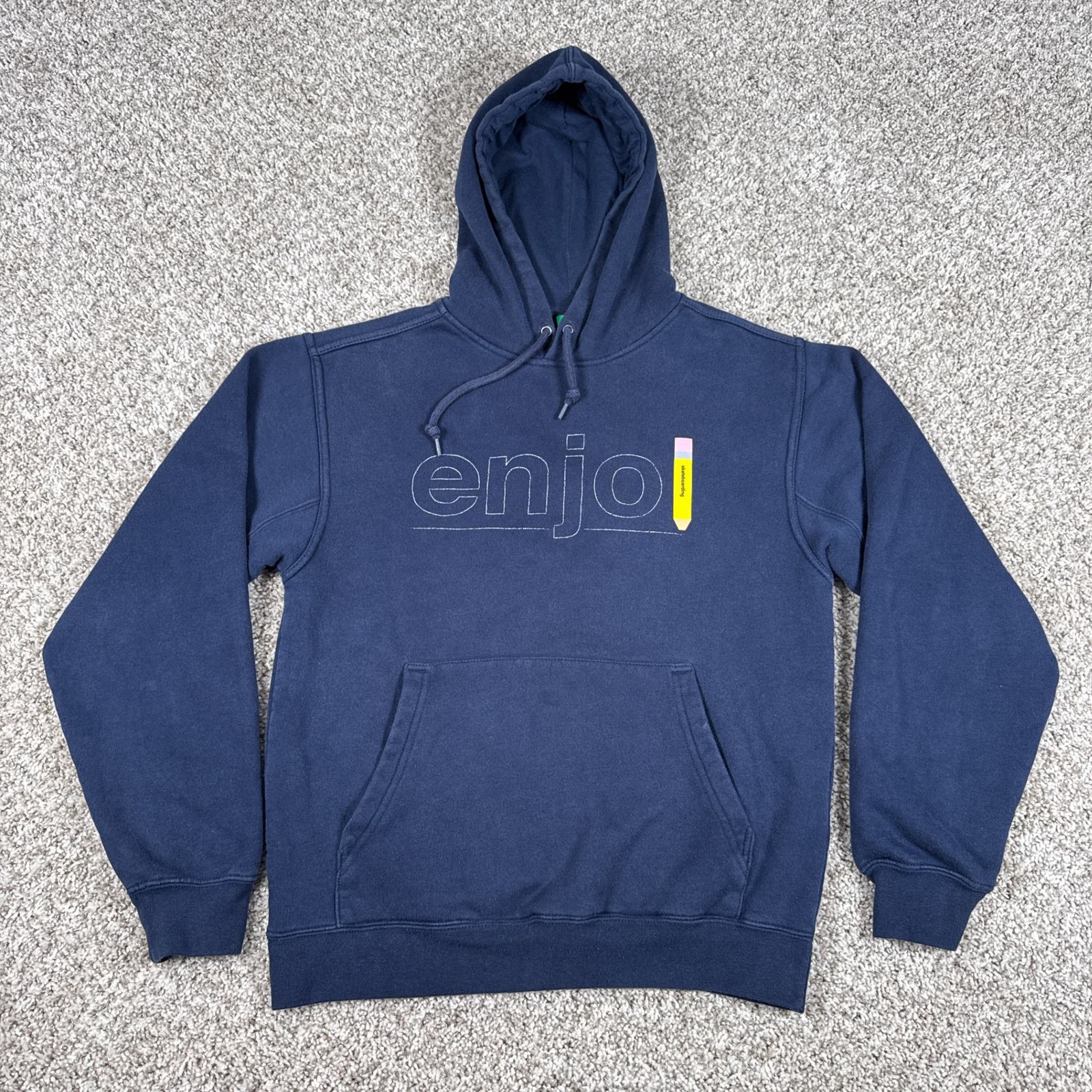 Vintage enjoi Hoodie Mens S Blue Pencil Graphic Pullover Ska