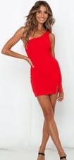 Hello Molly “Hello Dear” Dress, Red, Size XS, One Shoulder