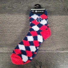 For Bare Feet Washington Wizards Fuzzy Socks Red White Blue Diamond OSFM Adult