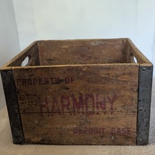Vintage HARMONY Wood Steel Milk Crate Heavy Sturdy