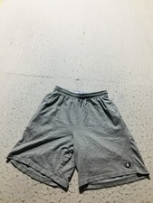Champion Jersey Shorts Mens S Small Gray Elastic Waist Pockets Logo Stretch