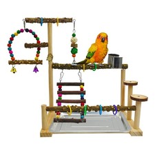 Parrot Play Stand Parakeet Playground Bird Jungle Gym Wood Conure Playstand H...