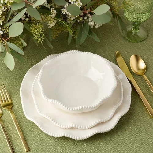 Juego de 4 platos de ensalada de melamina crema perlette, diseño irrompible de 9 pulgadas Foto 2 de 4