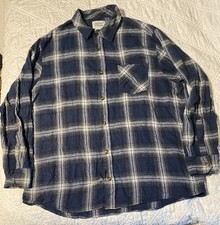 Field And Stream Flannel Shirt Mens 2XL Blue Plaid Button Down
