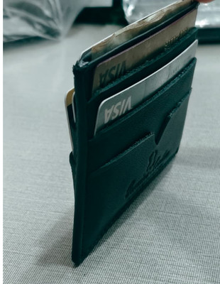 Handmade Genuine Leather Slim Wallet 7 Pocket Card Holder 4x3 Inch Men Black