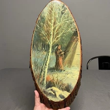 VTG Shallec Covered Native American Girl In Nature Scene Wood Decor  Made In USA