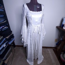 Vtg Lip Service Velvet Dress 90s Goth Victorian Revival Wedding medium lace