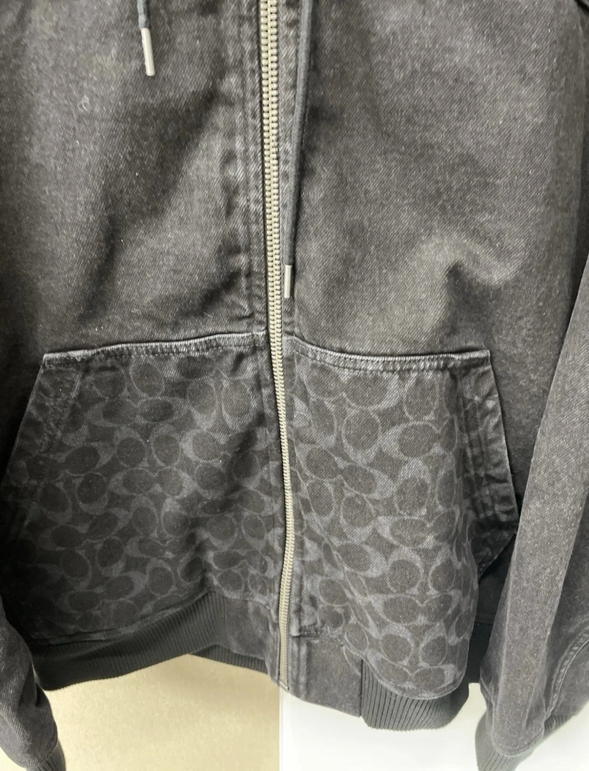 Coach Monogram Denim Felpa con Cappuccio Giacca di Jeans Zip Designer Maglione Mcm LV Taglia Rara