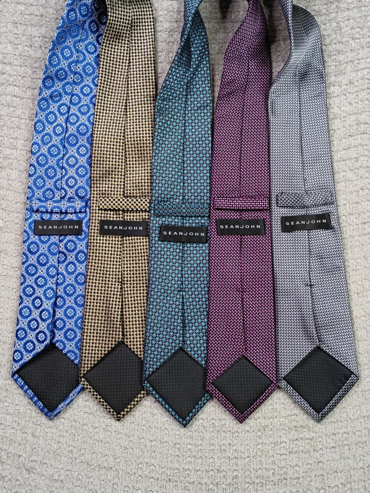 Corbata Sean Jean Hombre 100% Seda Lote De 5 Geométrica 58 en Diseñador Foto 2 de 2