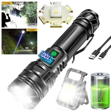 5000000lm LED Super Bright Tactical Flashlight USB ZOOM Rechargeable Flash Light