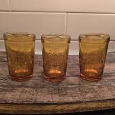 VTG Set Of 3 Tiara Jack And Jill Amber Childs Juice Nursery Rhymes Glasses