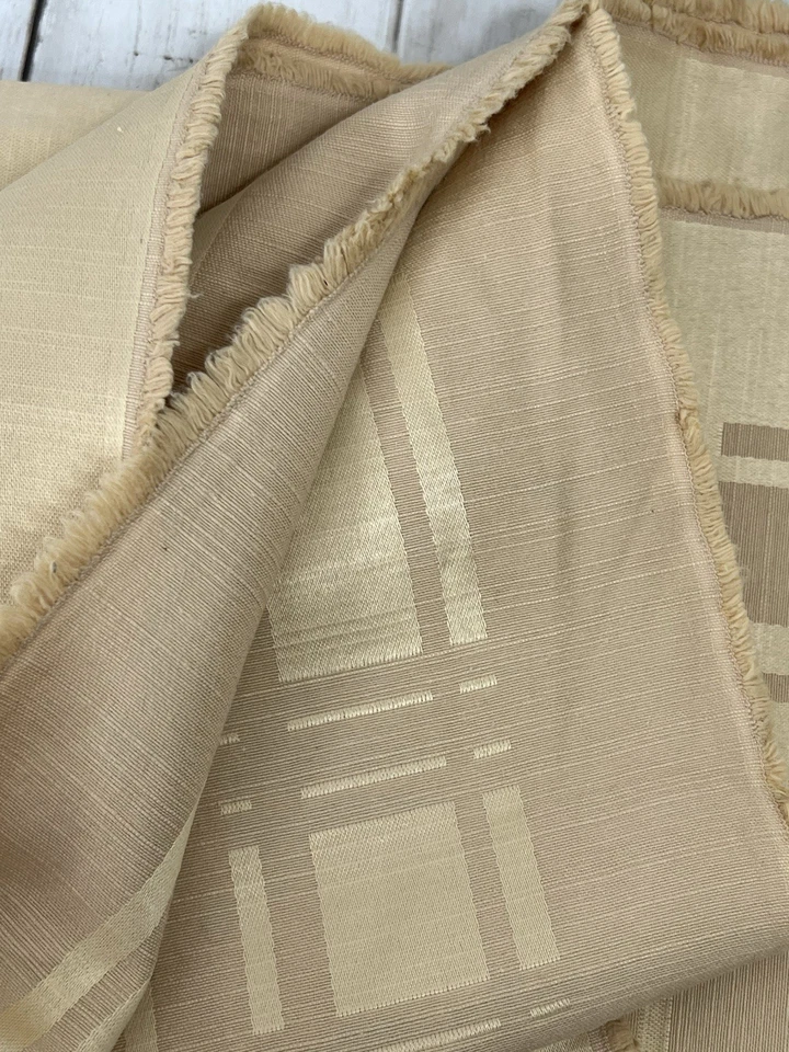 Tone on Tone Beige Plaid Polyester Fabric 2.75 Yards 53" Unbranded Decorator Wt. - Image 3 of 4