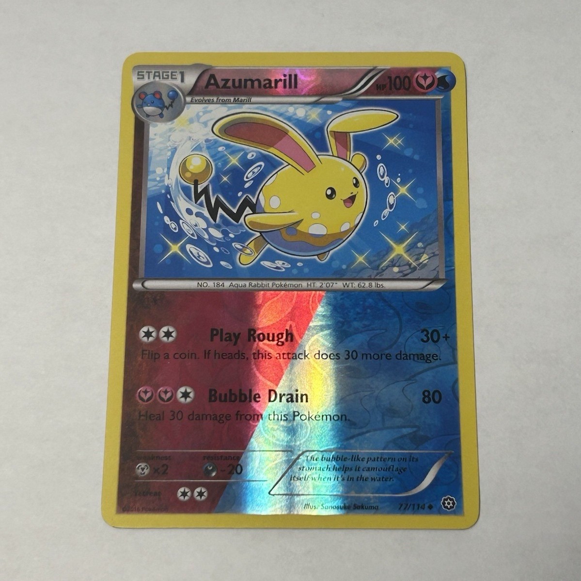 Pokemon Azumarill 77/114 XY Steam Siege Reverse Holo Uncommon Card