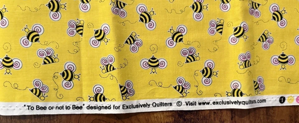 Exclusively Quilters Fabric TO BEE OR NOT TO BEE Bumblebees Yellow 29 x 44” - Image 3 of 3