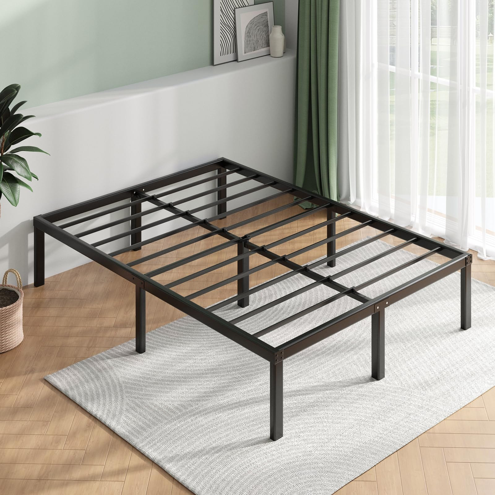 Queen Bed Frame, 14 Inch Metal Platform Bed Frame Queen Size with Storage Spa...