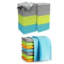 AIDEA Microfiber Cleaning Cloths, 8PK-Multi-Purpose, 12'x12' White Streak-Fre...